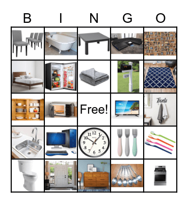 Household Items Bingo Card