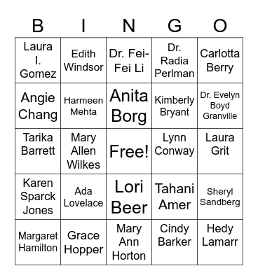 Womens History Bingo Card