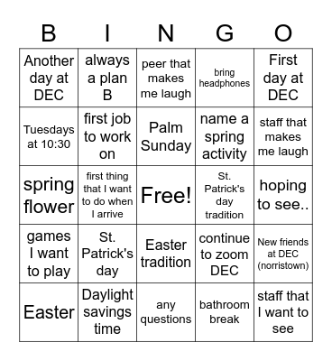 March Bingo Card