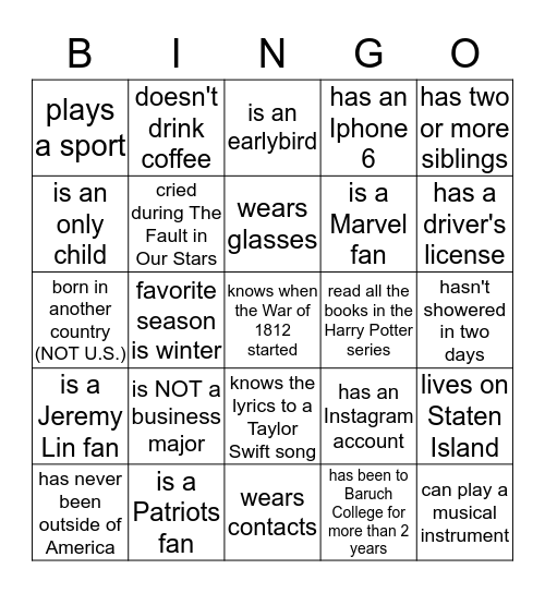 IVCF Bingo  Bingo Card