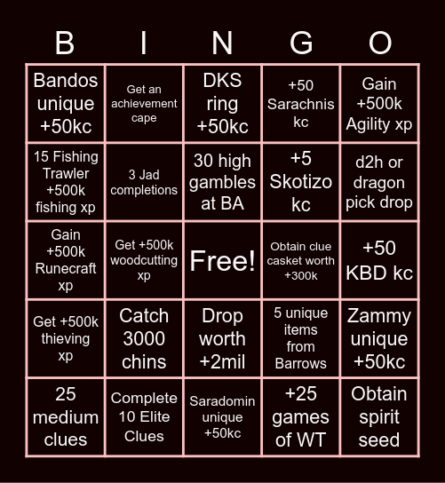 Soulstealers Bingo Card