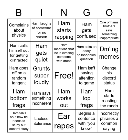Ham Bingo! Bingo Card