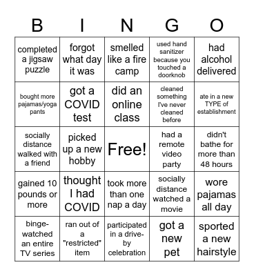 'Rona Bingo Card
