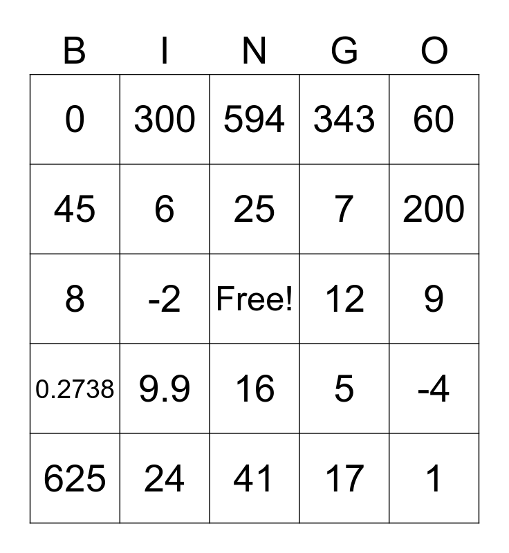 Math Club Bingo Board Bingo Card