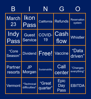 Earnings Release BINGO Card