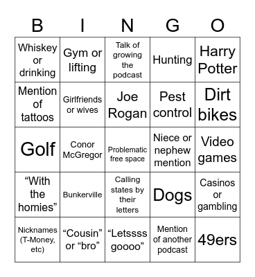 Talk’n Bout It Bingo Card