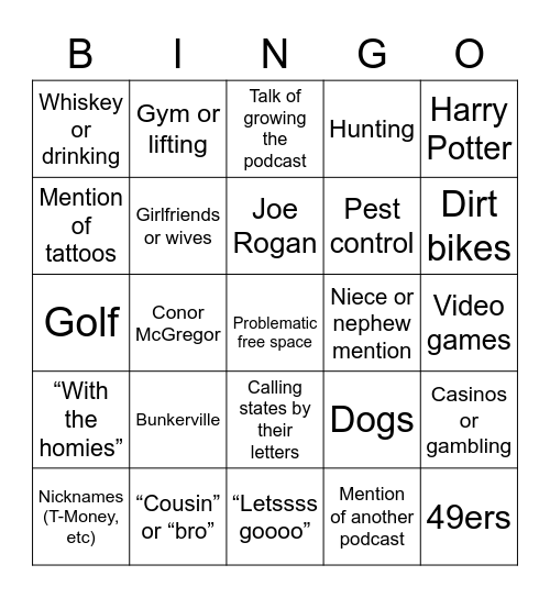 Talk’n Bout It Bingo Card