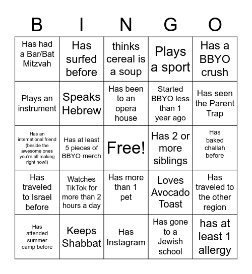 Dreidel + Sydeney Bingo Card