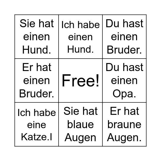 Haben Bingo Card