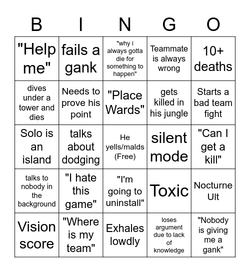 DNiT Bingo V2 Bingo Card