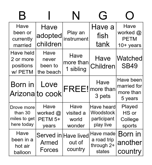 Team Phoenix Bingo Card