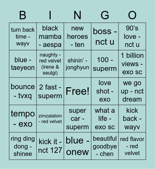 @XIUdangerouz Bingo Card