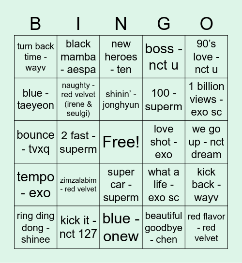 @XIUdangerouz Bingo Card