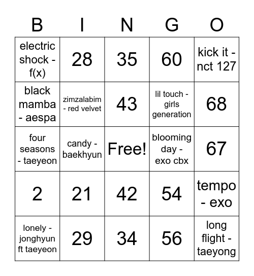 Number Bingo 1-75 Bingo Card