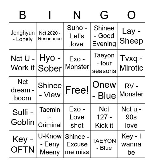 FRUITYJAE Bingo Card