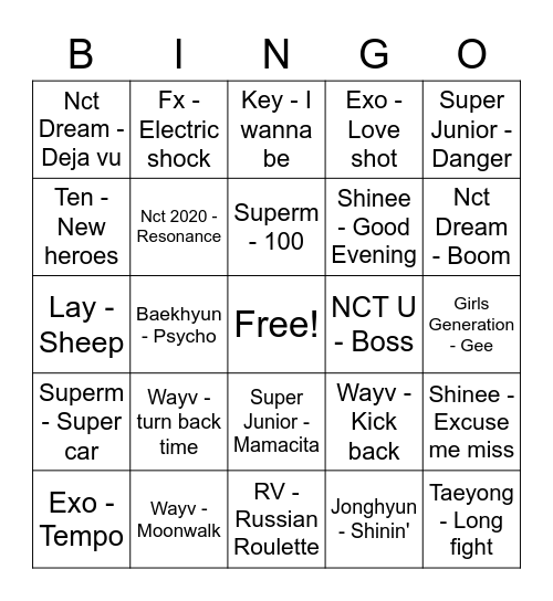 FRUITYJAE Bingo Card