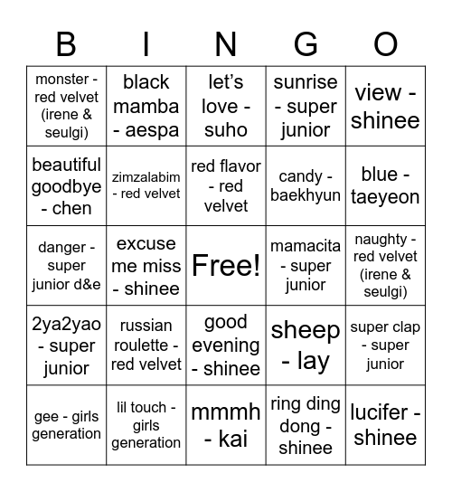 jikooksthetic Bingo Card