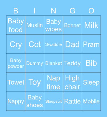 Baby Shower Bingo Card