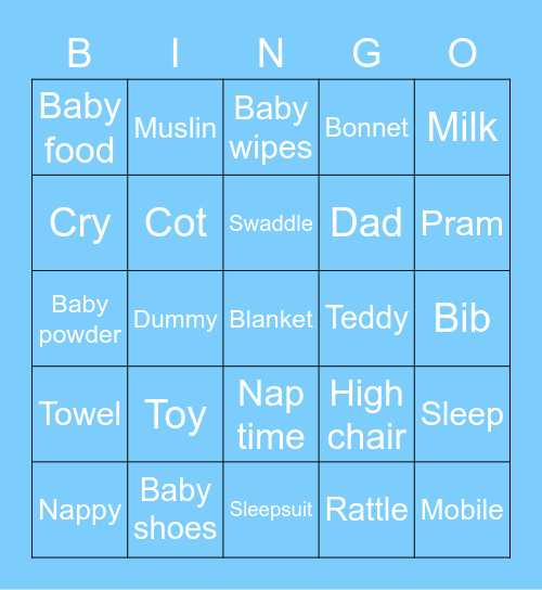 Baby Shower Bingo Card