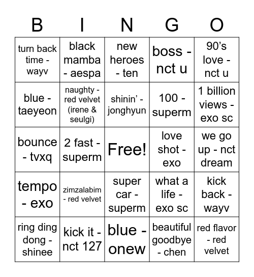 @btxten2 Bingo Card