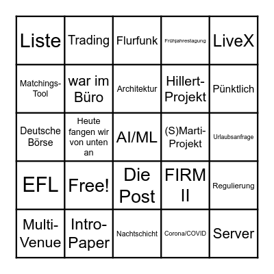 Lehrstuhl Bingo Card