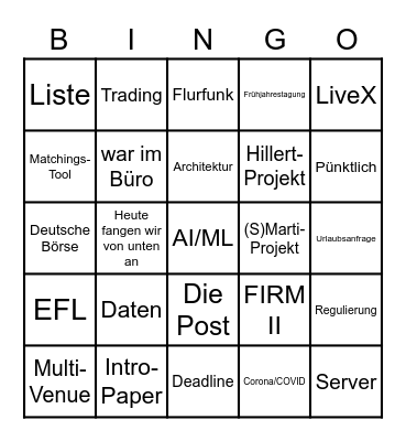 Lehrstuhl Bingo Card