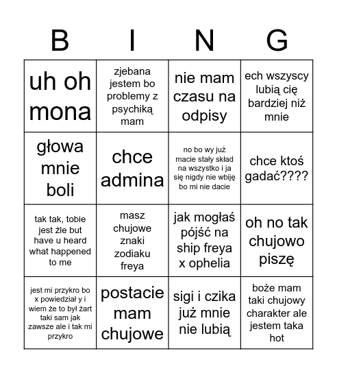ryba Bingo Card