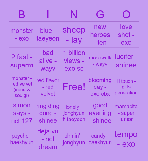 @soonhannie Bingo Card