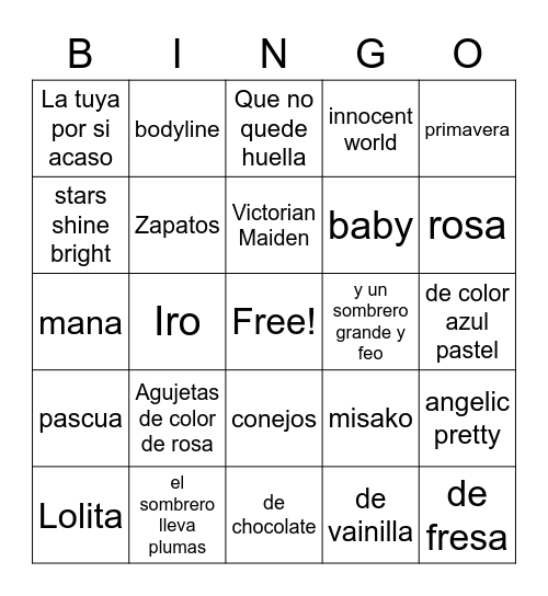 Sakura Iro Bingo Card