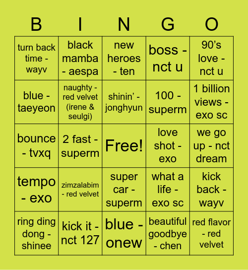 mintchoco747 b Bingo Card