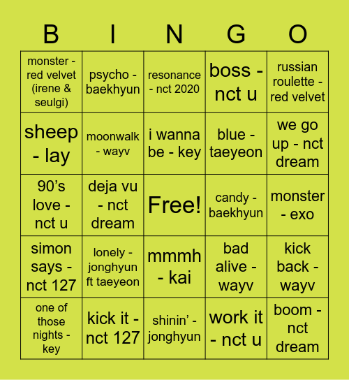 mintchoco747 d Bingo Card