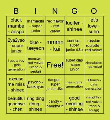 mintchoco747 f Bingo Card