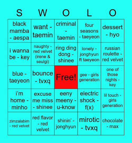dksksltk Bingo Card