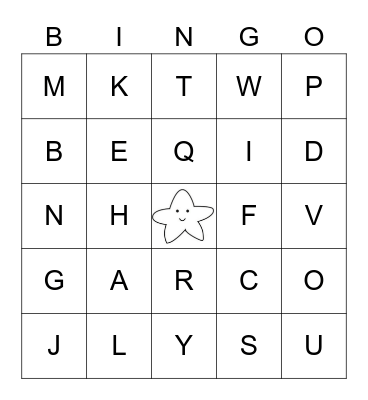 Alphabet Game Bingo Card