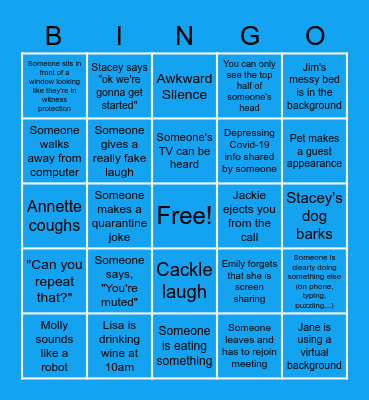 Zoom life Bingo Card