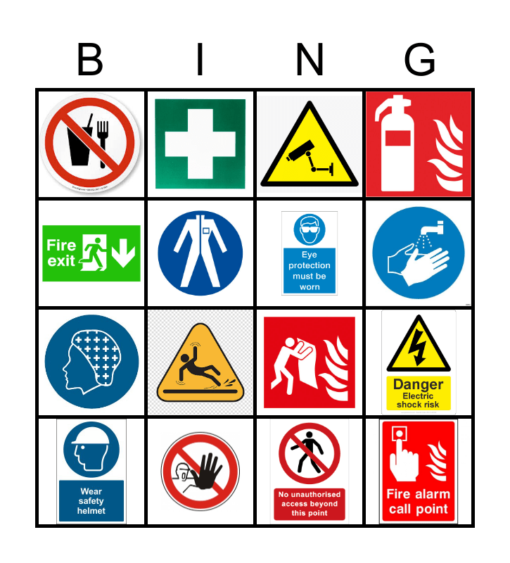 SAFETY SIGNS Bingo Card