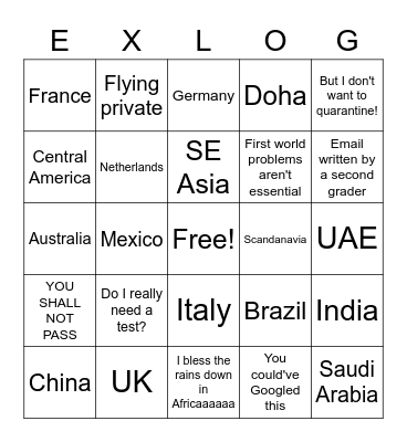 RFI Bingo Card