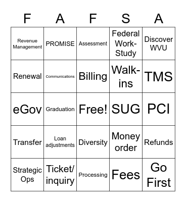 SFSA Bingo Card