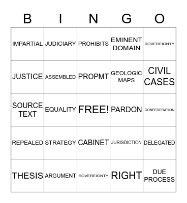 SOCIAL STUDIES Bingo Card