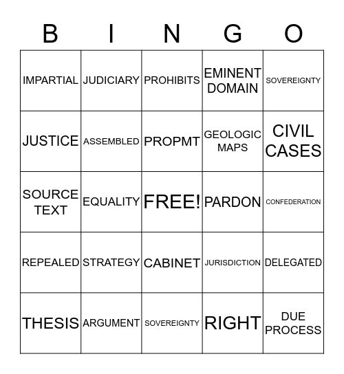 SOCIAL STUDIES Bingo Card