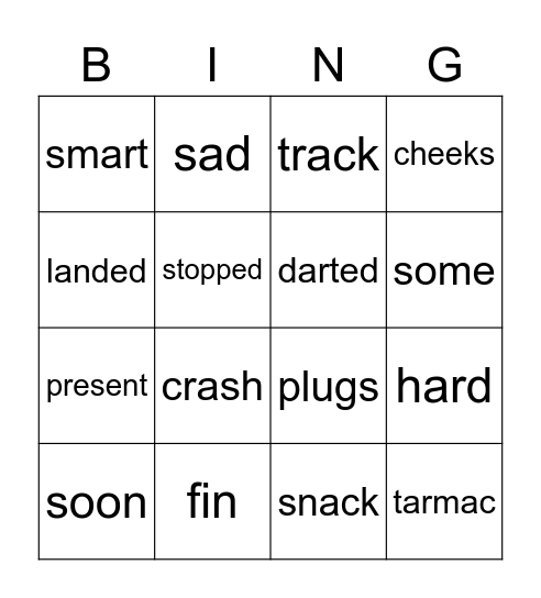 Bart - speed words pt 1 Bingo Card