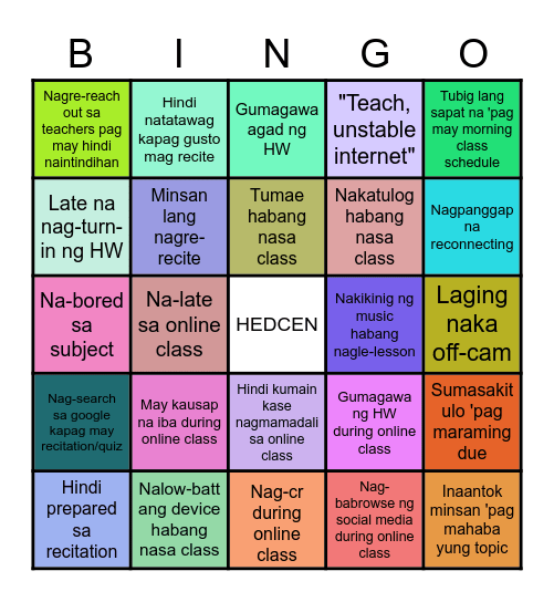 HEDCen Get-Together - BINGO++ Zoom Edition Bingo Card