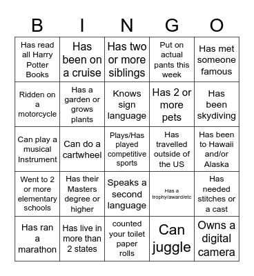 Team Ottey Bingo Card