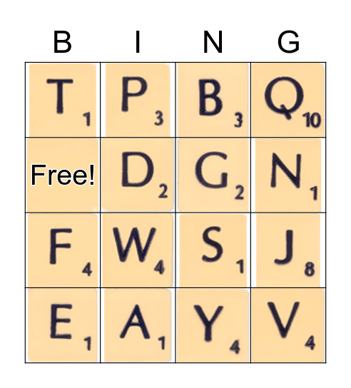 SCRABBLE BINGO Card