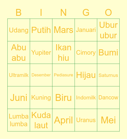 Moon bingo Card