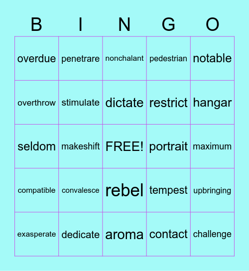 Unit 12 WW Bingo Card