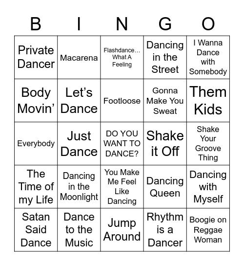Do You Want to Dance? Bingo Card