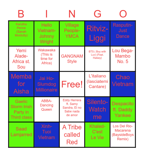 Musical Tambola Bingo Card