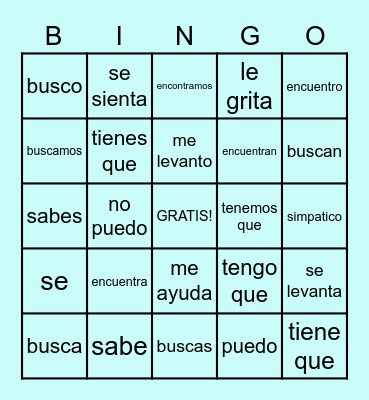 Spanish Review Bingo Card