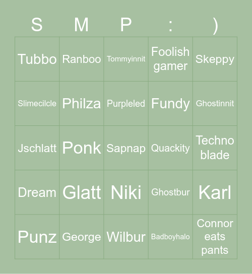 Dream SMP bingo (not all) Bingo Card